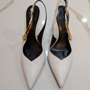 Versace White Slingback Heels
